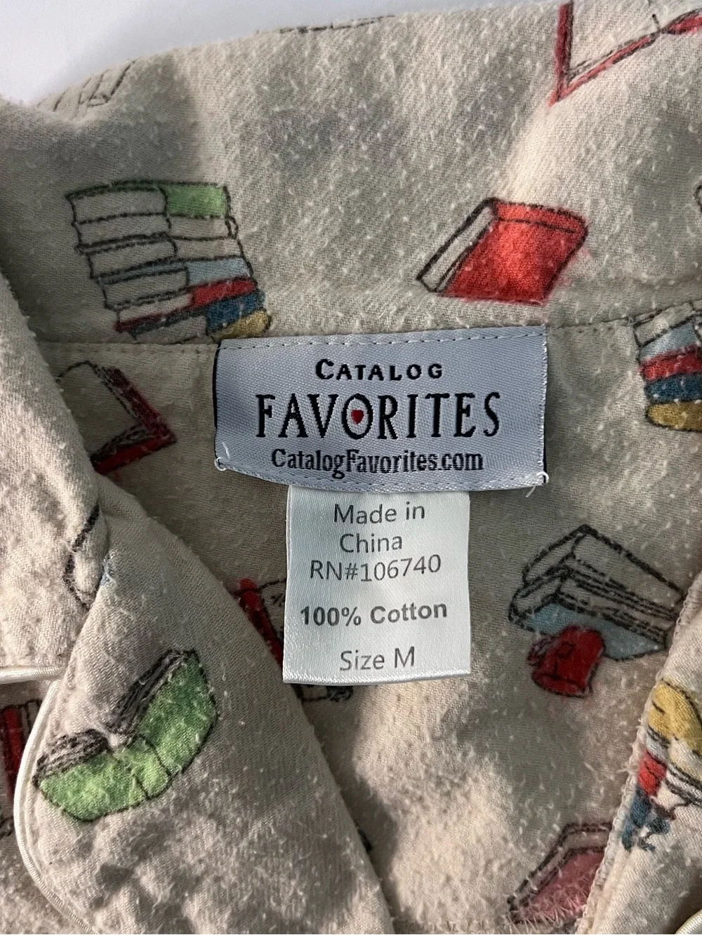 Catalog Favorites Beige Books Reading Lover Girly Bookish Pajama Set Women's M